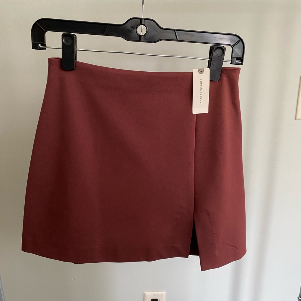Maeve by Anthropologie Burgundy Mini-Skirt